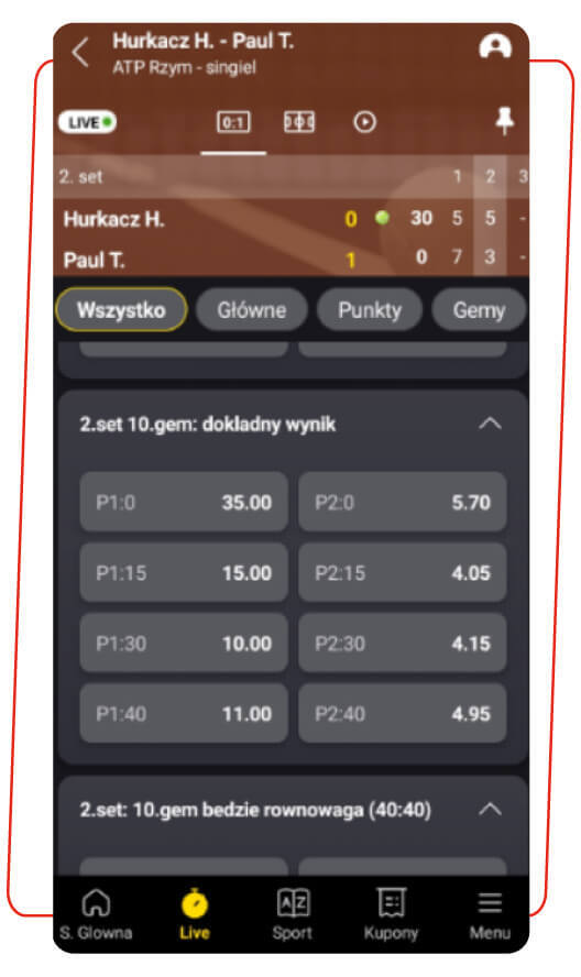 tenis fortuna zakłady live