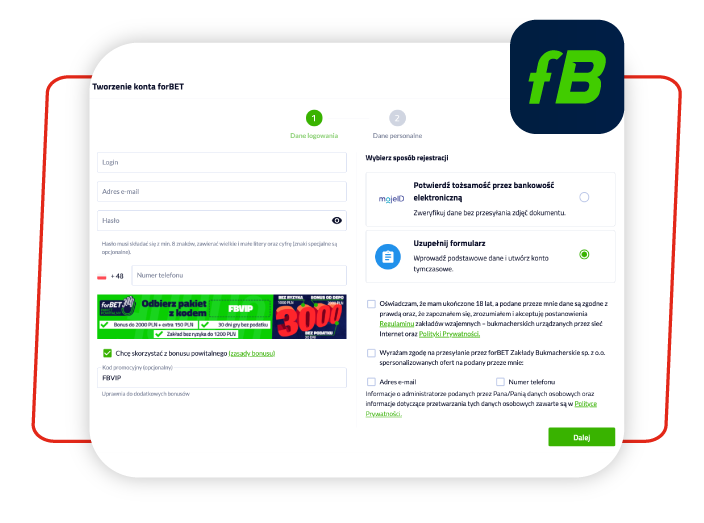 W forBET kod promocyjny to FBVIP