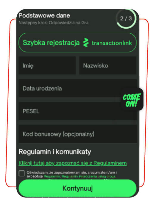 kod promocyjny comeon rejestracja comeon bonus 2024