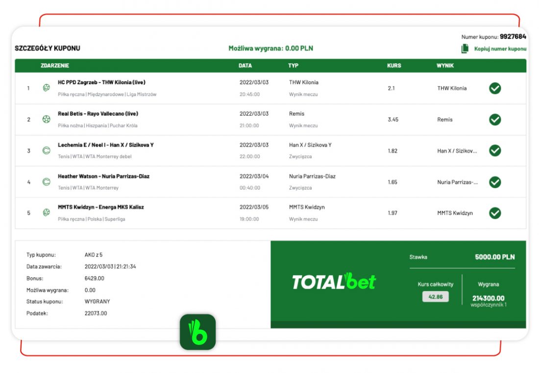 totalbet największe wygrane bukmacher